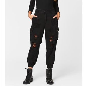 Black LF Carmar denim cargo pants